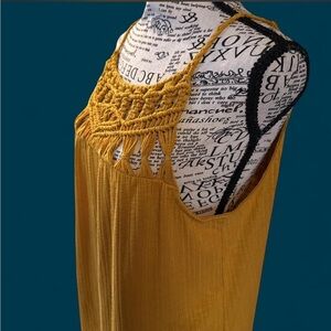 Maurices Mustard Yellow Crochet Yoke Tank Top
